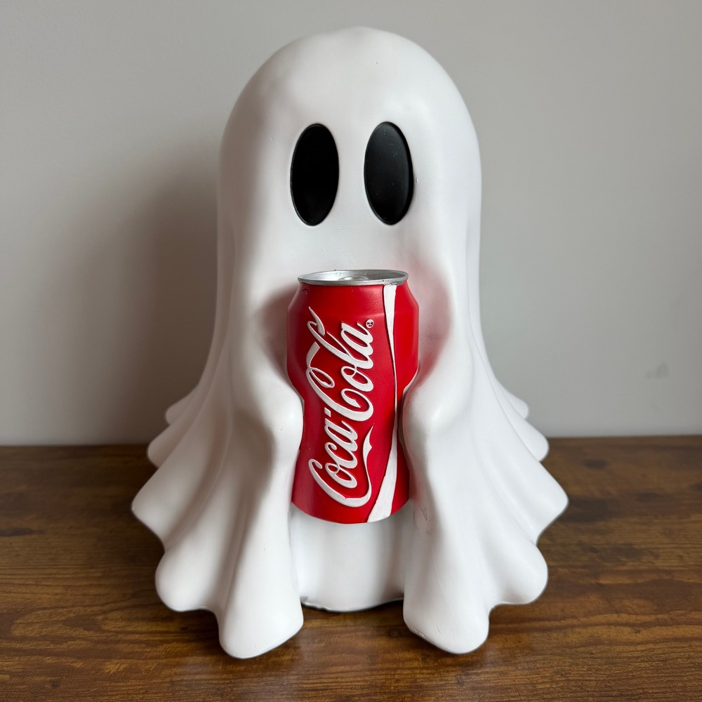 Official Coca-Cola White Red Coke Ghost 12 in Figurine Decor Halloween Viral